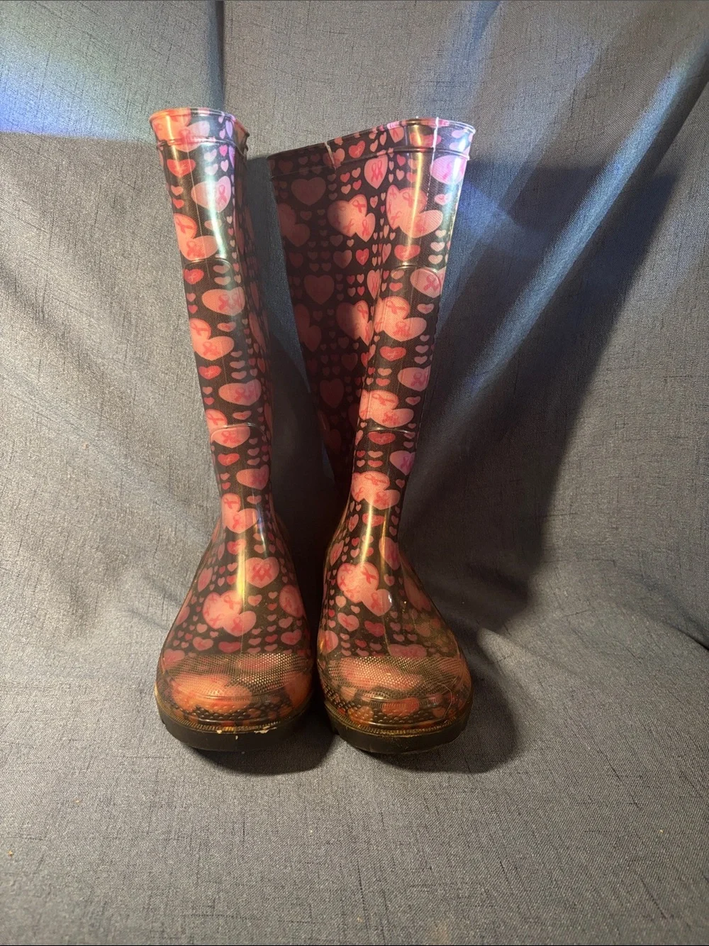 Women’s Pink Heart Pattern Waterproof Rain Boots